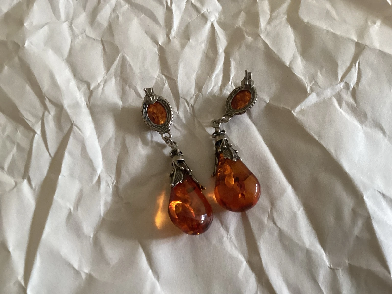Oorbel met 925 zilver en barnsteen – photo 3